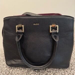 Aldo Black Satchel with Gold Accents
